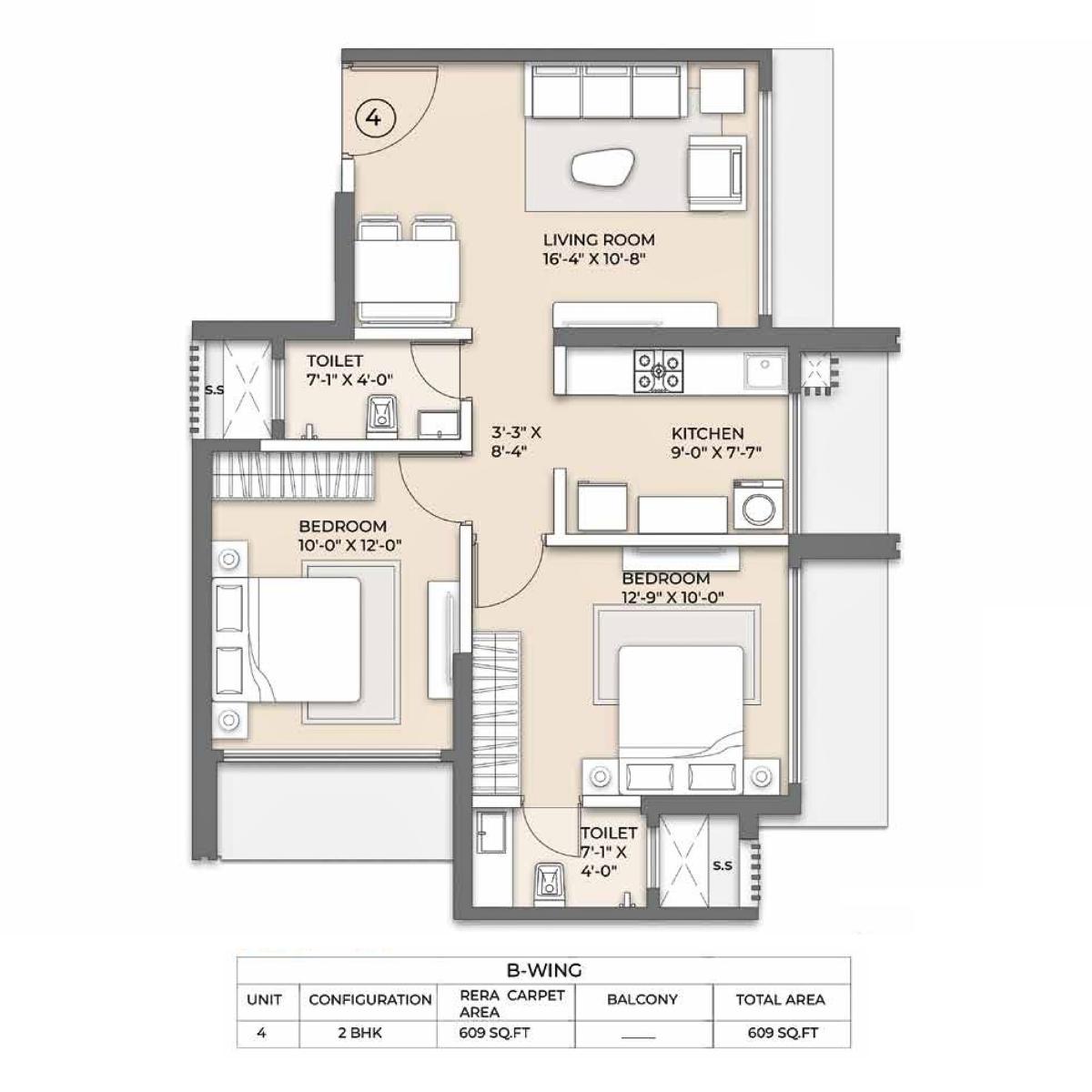 Arkade-Eden-Floor-Plan-2-BHK-609-Sqft